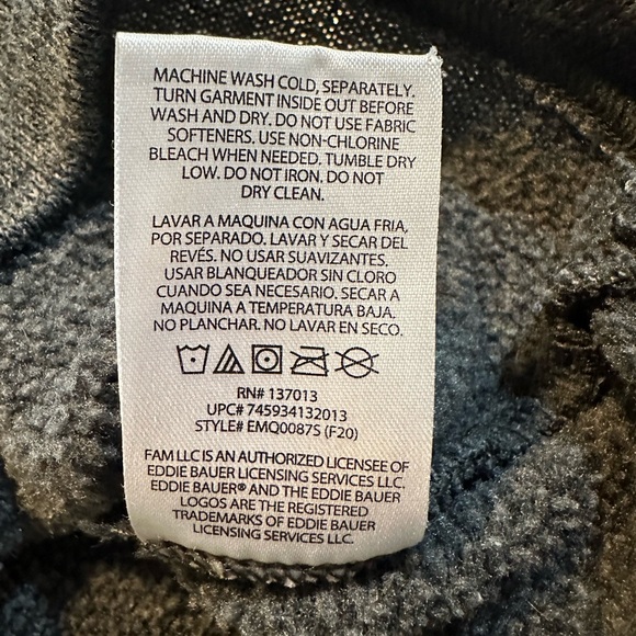 Eddie Bauer Men’s Radiator Gray Fleece lined Pullover Sweater, 1/4 Zip XXL - Picture 5 of 9